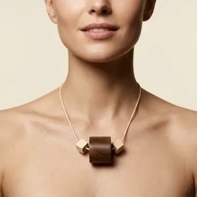 Colar em madeira - artesanato de Abbracio Bijoux