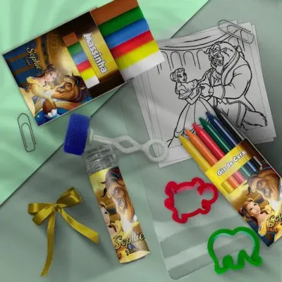 Kit Massinha Infantil Bela e a Fera Personalizado - artesanato de Mi Papelaria Criativa