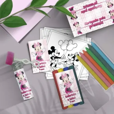 Kit Massinha + Giz + Bolha - Minnie Rosa Personalizado - artesanato de Mi Papelaria Criativa