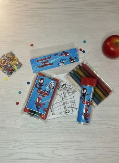 Kit Massinha + Giz + Bolha - Spidey Personalizado - artesanato de Mi Papelaria Criativa