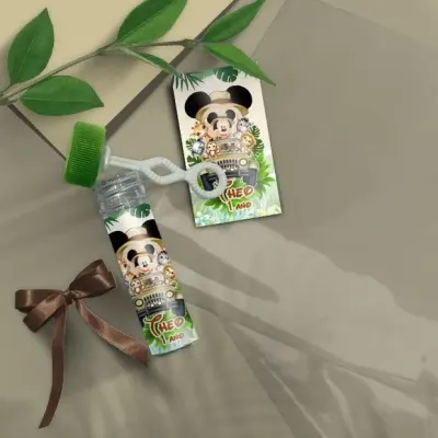 Bolha de Sabão - Mickey Safari Personalizado - artesanato de Mi Papelaria Criativa