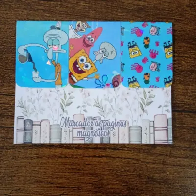 Marcador de Página Magnético Trio 4 - "Bob Esponja" - artesanato de Emejhu Personalizados