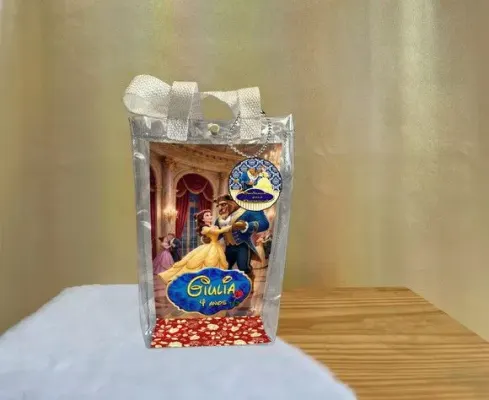 Sacola Transparente Bela e a Fera Personalizado - artesanato de Artmanha Lembrancinhas