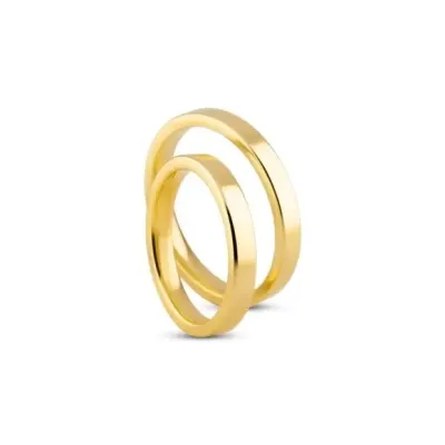 Par Alianças Noivado Filipinas 2mm Banhada + Anel Solitário - artesanato de TM JOIAS