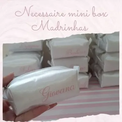 Necessaire Mini Box - Branco E Rosê - artesanato de Innovare Studio