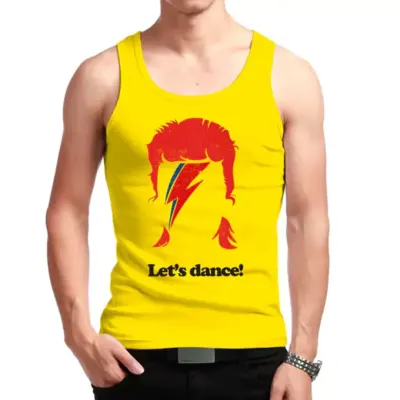 Camiseta regata David Bowie, estampa letś dance exclusiva tamanhos unisex - artesanato de Lado B Rock Camisetas