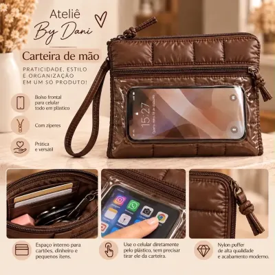Carteira de  Celular Puffer - artesanato de Arte em Pano By Dani