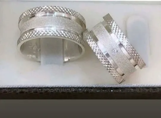 Par Alianças Prata 950 Namoro Italiana 10mm + Anel Compromiso - artesanato de TM JOIAS