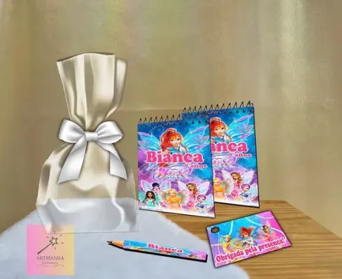 Bloquinho Clube das Winx Personalizado - artesanato de Artmanha Lembrancinhas