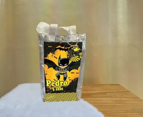 Sacola Transparente Batman Personalizado - artesanato de Artmanha Lembrancinhas