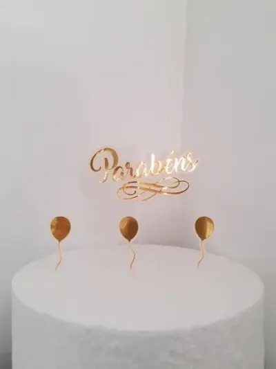 Topo de Bolo Parabéns - Camadas - artesanato de Emejhu Personalizados