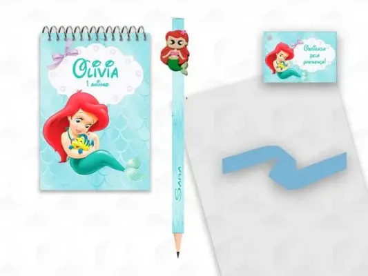 Bloquinho com Aplique Ariel Baby Personalizado - artesanato de creativitybynina