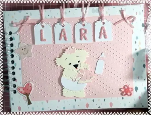 Álbum Ursinho Bebê - Rosa - artesanato de Ateliê de Criação Usina Caseira