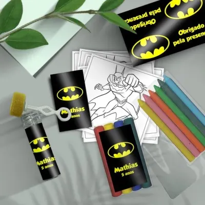 Kit Massinha + Giz + Bolha - Batman Personalizado - artesanato de Mi Papelaria Criativa
