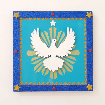 Quadro Divino Azul - artesanato de Estudio Bananeira