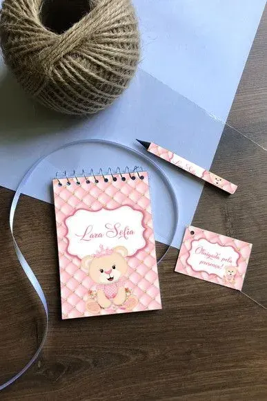 Bloquinho Ursinha Personalizado - artesanato de Mi Papelaria Criativa