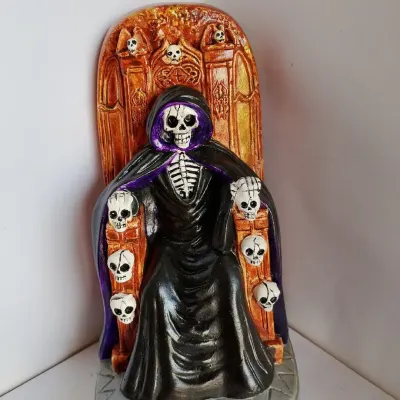 Exu caveira gesso maciço trono 25 cm - artesanato de Ateliê Silmara Boni