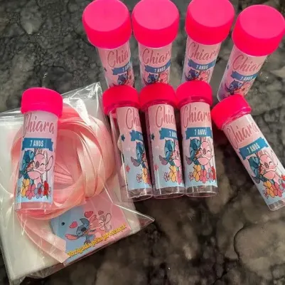 Bolha de Sabão Stitch e Angel Personalizada - artesanato de Artmanha Lembrancinhas