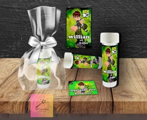 Bolha de Sabão Ben10 Personalizada - artesanato de Artmanha Lembrancinhas