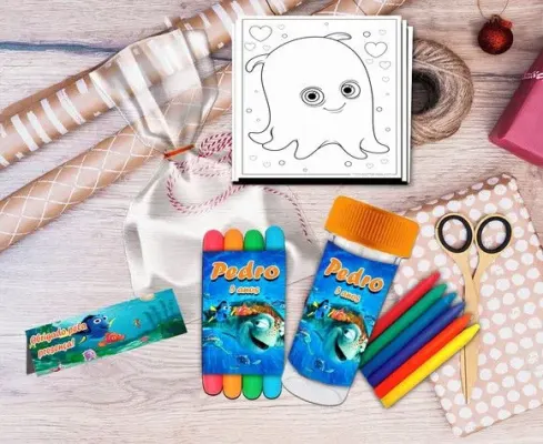 Kit Massinha + Giz + Bolha Procurando Nemo Personalizado - artesanato de Artmanha Lembrancinhas