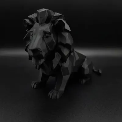 Leão Geométrico Low Poly 20cm - Estátua Decorativa de Mesa Escritório Setup Impressão 3D - artesanato de Bebice Utilidades