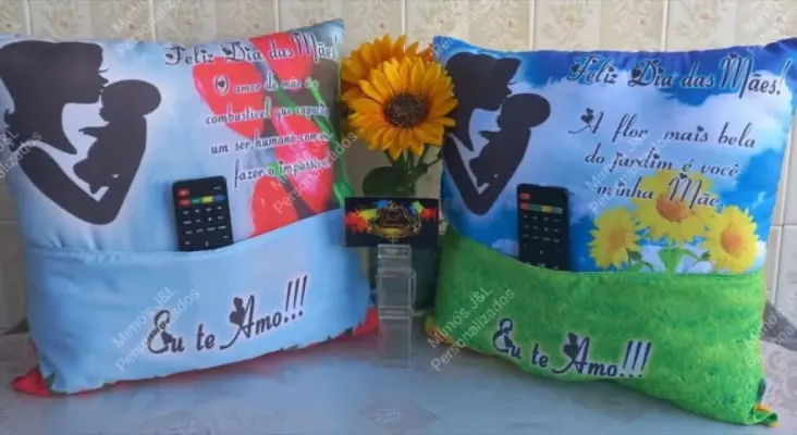 Almofada Porta Controle Remoto Personalizada - artesanato de Mimo's J&L Personalizados