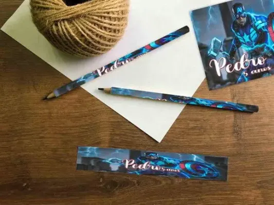 Lápis Capitão América Personalizado - artesanato de Mi Papelaria Criativa