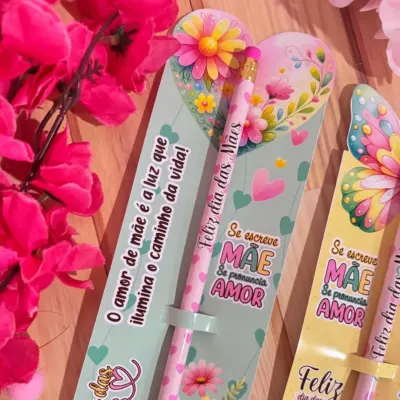 10 Lápis + Card Personalizado para o Dia das Mães - artesanato de Gigi Personalizados
