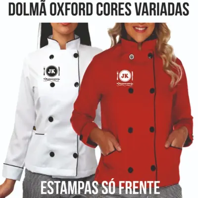 Dolmã Chefe de Cozinha em Oxford Cores Variadas e Tamanhos - artesanato de Kharmo Arts Camisetas e Brindes Personalizados