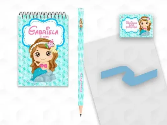 Bloquinho com Lápis Sereia Personalizado - artesanato de creativitybynina