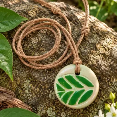 Colar Folha Verde em Cerâmica Artesanal - artesanato de Nuvem Dourada Biojoias de Cerâmica