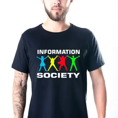 Camiseta camisa Information Society banda New Wave anos 80, tamanhos unisex - artesanato de Lado B Rock Camisetas