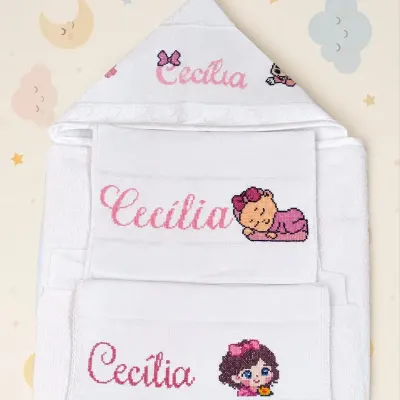 Kit infantil toalha de banho - artesanato de Cris Arts