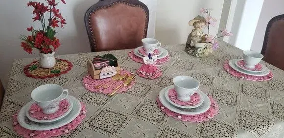 Mini Sousplat para "chá 12 Peças - artesanato de Mari Crochê feito com carinho!