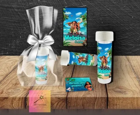 Bolha de Sabão Moana Personalizada - artesanato de Artmanha Lembrancinhas