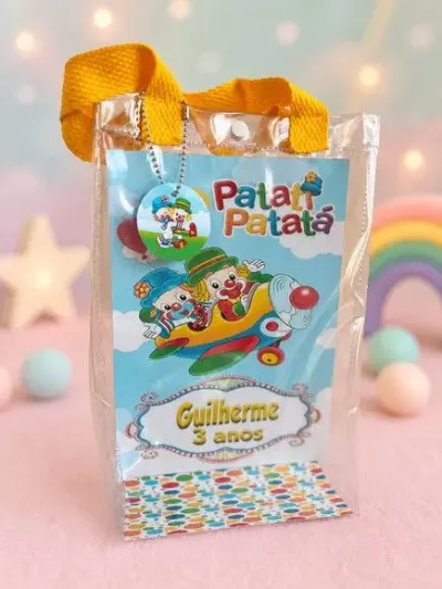 Sacola Transparente Patati Patata Personalizado - artesanato de Artmanha Lembrancinhas