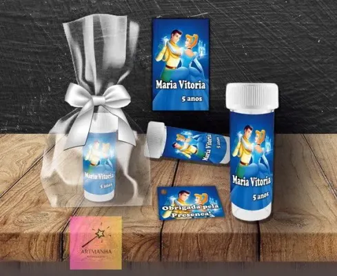 Bolha de Sabão Cinderela Personalizada - artesanato de Artmanha Lembrancinhas