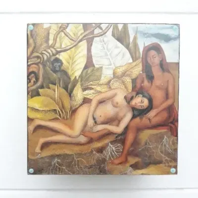 Caixa de Madeira Frida Amarela #4 - artesanato de Estudio Bananeira