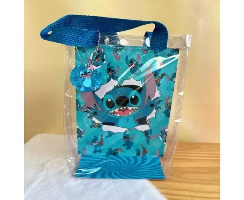 Sacola Transparente Stitch Personalizado - artesanato de Artmanha Lembrancinhas
