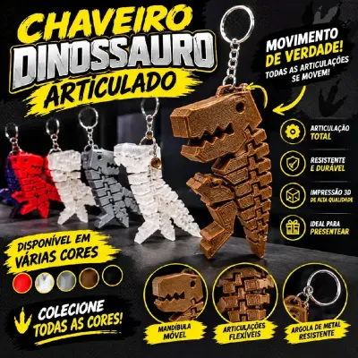 Kit de Chaveiros Dinossauro T-Rex Articulado 3D - por JD PRINT 3D