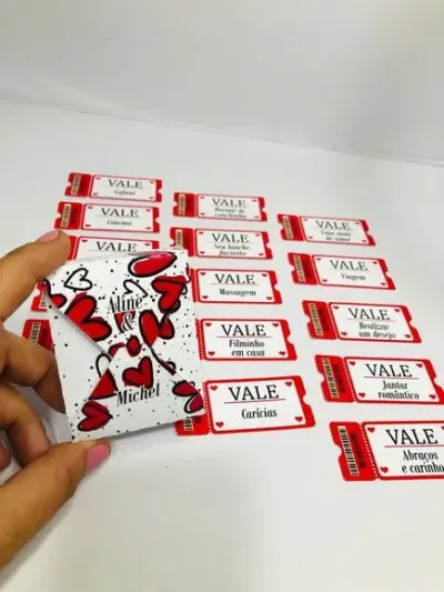 Vales do Amor Personalizados com 30 Tickets - artesanato de Fina Essência Papelaria Personalizada