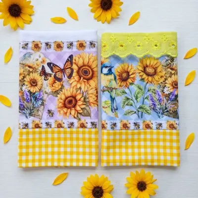 kit 2 pano de prato tema girassol 🌻 - artesanato de meu pano de prato