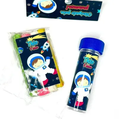 Kit Massinha + Bolha Astronauta Personalizado - artesanato de Mi Papelaria Criativa