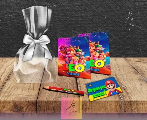 Bloquinho Super Mario Personalizado - artesanato de Artmanha Lembrancinhas