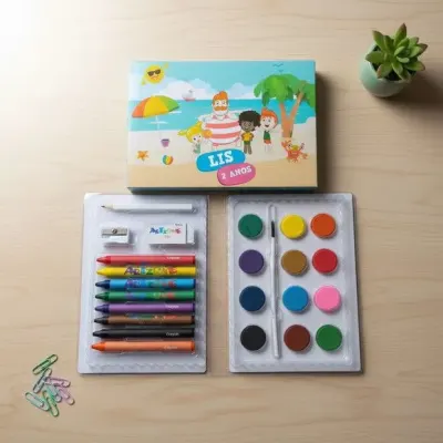 Estojo de Pintura - Mundo Bita na Praia Personalizado - artesanato de Mi Papelaria Criativa