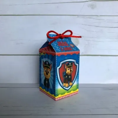 Mini Caixa Milk Patrulha Canina - artesanato de Fina Essência Papelaria Personalizada