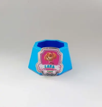 Mini Tigela De Ração Patrulha Canina Rosa Sky - artesanato de Fina Essência Papelaria Personalizada
