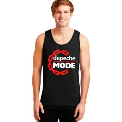 Camiseta regata Depeche Mode, banda new wave, anos 80, estampa exclusiva, tamanhos unisex - artesanato de Lado B Rock Camisetas