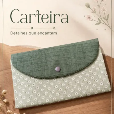 Carteira feminina botão 1 - artesanato de Djulik