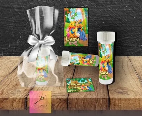 Bolha de Sabão Ursinho Pooh Personalizada - artesanato de Artmanha Lembrancinhas